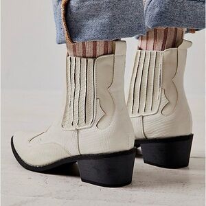 Free People Cream Western Boots